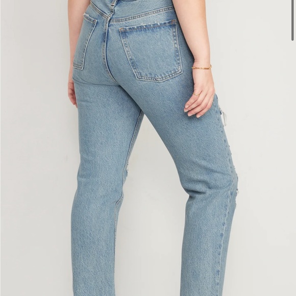 NWT OLD NAVY SKY HIGH STRAIGHT LEG DISTRESS JEAN - Picture 7 of 14